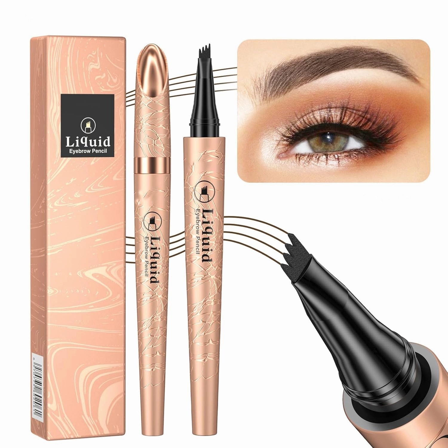 2 Pcs 2024 New Magic Eyebrow Pencil: 3D Waterproof Eyebrow Pen for Long-Lasting Wear, Delicate Microblading Eyebrow Pencil for Fine Natural Strokes (Light coffee)