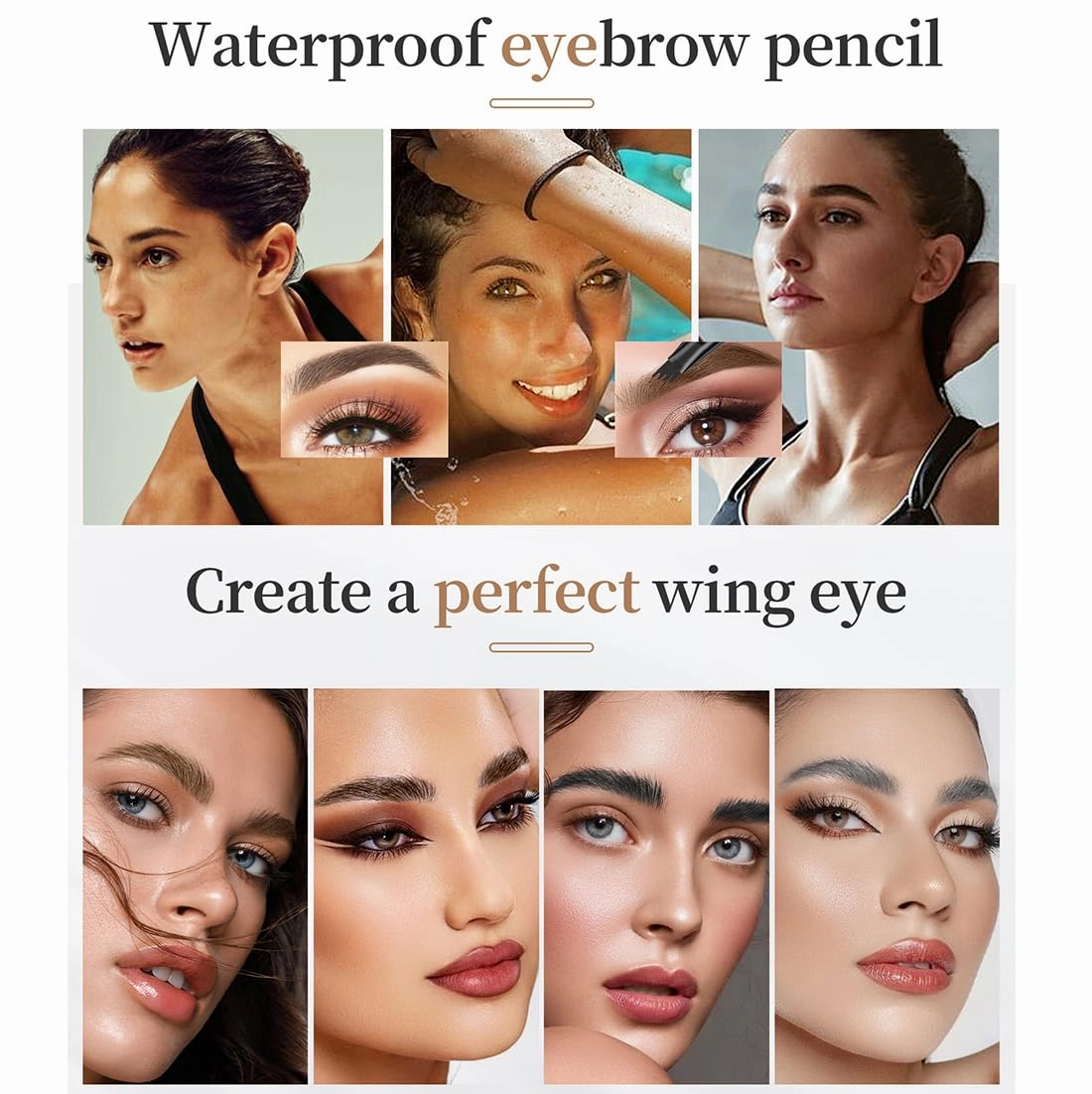 2 PCS 3D Premium Smudge Proof 4 Fork Tip Eyebrow Pencil Hairline Filler Dark Brown Black Micro-Blade Eyebrow Pen Light Red Brown Color Blonde Makeup Tool(Light Brown)