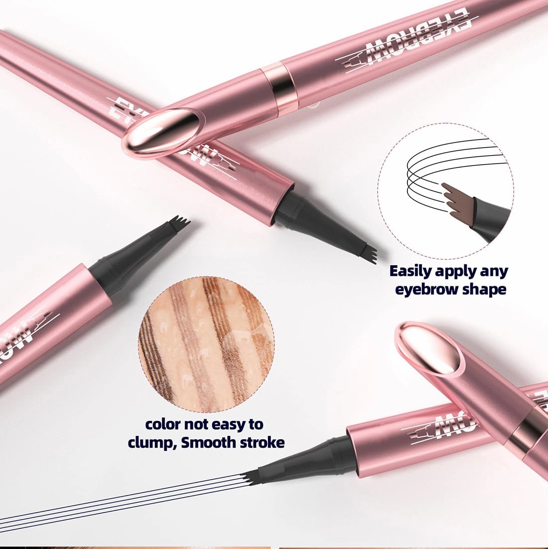 2 PCS 4 Fork Magic Waterproof Eyebrow Brow Pencil Dark Medium Brown Light Brown Blonde Makeup Tool Hairline Filler(Black Coffee)