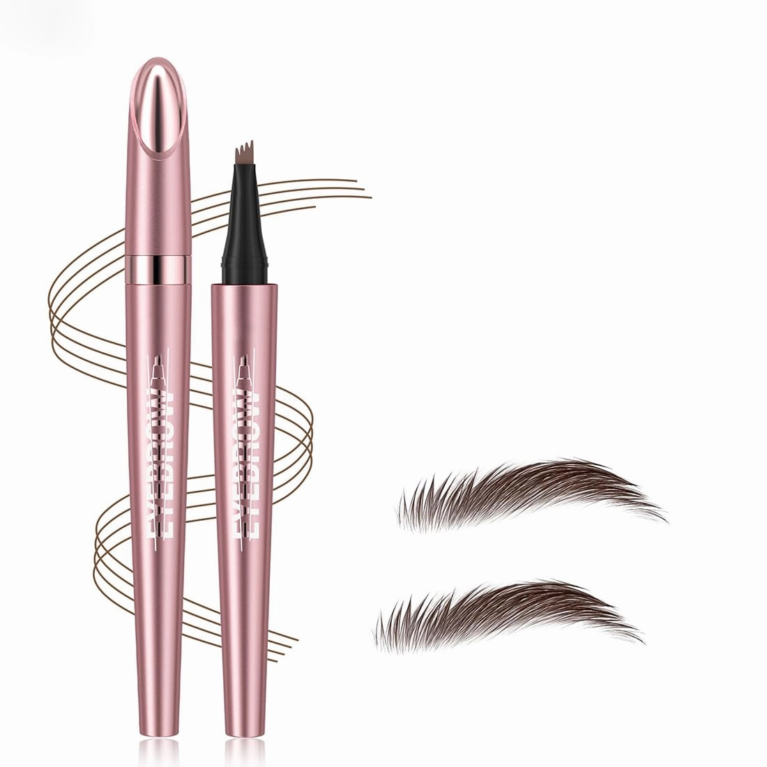 2 PCS 4 Fork Magic Waterproof Eyebrow Brow Pencil Dark Medium Brown Light Brown Blonde Makeup Tool Hairline Filler(Black Coffee)