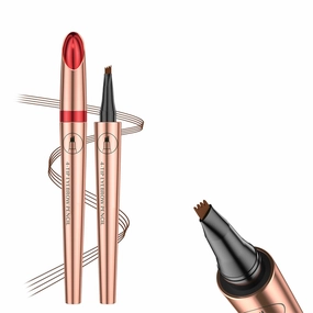 2 PCS 4 Prong Micro Blading Liquid Eyebrow Pencil Waterproof Black Light Brown Dark Brown Blonde Tattoo Eyebrows Makeup Tool Hairline Filler(Light Coffee)