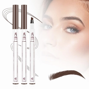 2 PCS Eyebrow Microblading Pen, 2025 New 3D Waterproof Magic Eyebrow Pencil 4 Tipped Precise Brow Pen, Long-Lasting Fine Stroke Microblade Eyebrow Pencil for Natural Makeup (Light Brown)