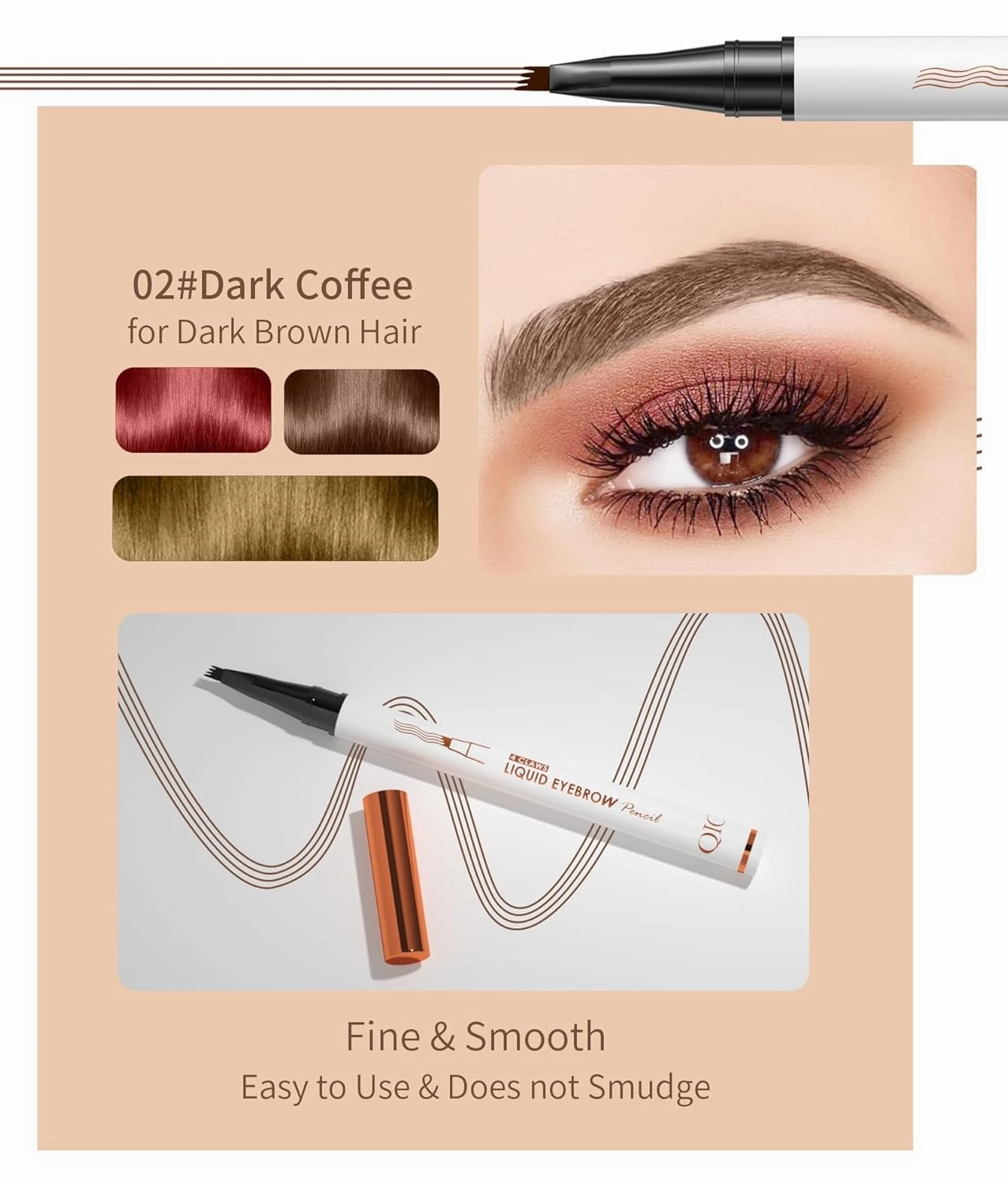 2 Pcs Microblading Eyebrow Pen, 2025 Upgraded 3D Waterproof 4-Tip Eyebrow Pencil, Natural Makeup Long-Lasting Fine Stroke Magic Eyebrow Pencil for Women Stay on All Day (Dark Brown)