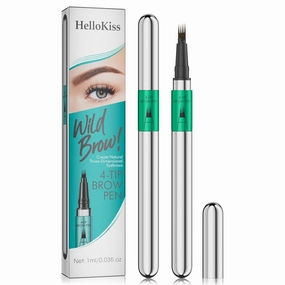 2 Pcs Microblading Eyebrow Pen Set with Eyebrow Brush, 3D Waterproof 4-Tip Precision Eyebrow Pencil, Long-Lasting Natural Fine Stroke Magic Eyebrow Pencil for Women Stay All Day (Dark Brown)