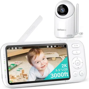 2K Video Baby Monitor with Camera and Audio, 3000ft Long Range Baby Monitor No WiFi 5.5" FHD Screen ANC Baby Camera Wireless, Room, Portable, Night Vision, 2-Way Talk, AI Cry Detect, 6000mAh