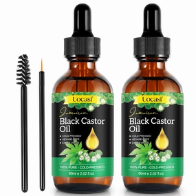2Pack Jamaican Black Castor Oil, 100% Pure Cold Pressed in Glass Bottles, Body Massage, Hair Growth, Eyebrow Nourishment, 4.04 Oz