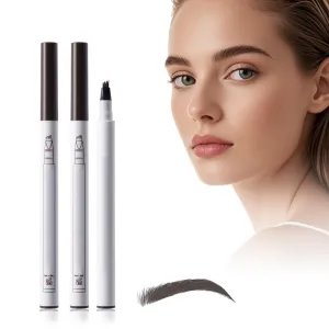 2PC Microblading Eyebrow Pencil，2025 New Magic Eyebrow Pen 3D Waterproof Brow Pencil,Tattoo Pencil with 4 Fork Tip Fine Stroke, Long Lasting Define & Shape Contouring Pen (Dark Brown/2pcs)