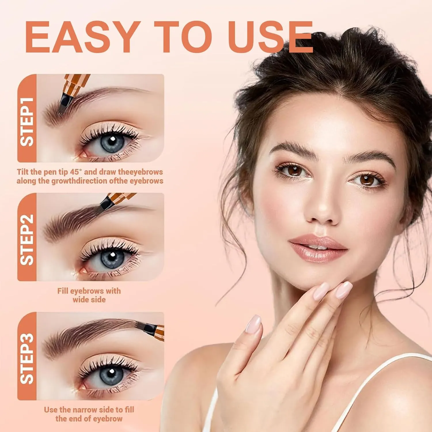 2PC Microblading Eyebrow Pen,Waterproof Microblading Eyebrow Pencil,2025 New Natural Fine Stroke Eyebrow Pen,4-Tip Magic Waterproof Brow Pencil with Micro-Fork Tip(Dark Brown-2pc)