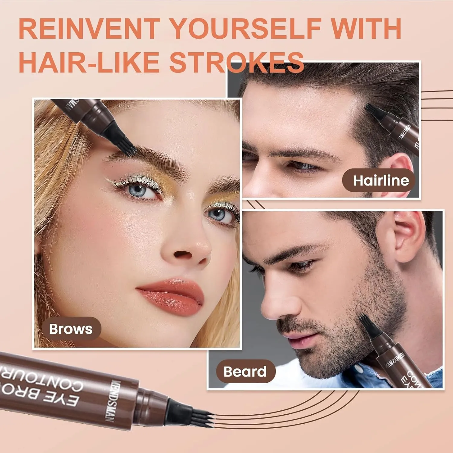 2PC Microblading Eyebrow Pen,Waterproof Microblading Eyebrow Pencil,2025 New Natural Fine Stroke Eyebrow Pen,4-Tip Magic Waterproof Brow Pencil with Micro-Fork Tip(Dark Brown-2pc)