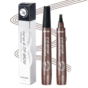 2PC Microblading Eyebrow Pen,Waterproof Microblading Eyebrow Pencil,2025 New Natural Fine Stroke Eyebrow Pen,4-Tip Magic Waterproof Brow Pencil with Micro-Fork Tip(Dark Brown-2pc)