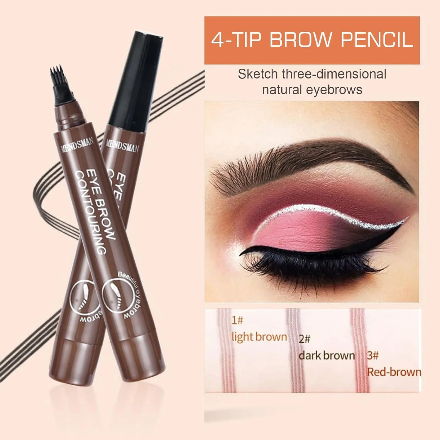 2PC Microblading Eyebrow Pen,Waterproof Microblading Eyebrow Pencil,2025 New Natural Fine Stroke Eyebrow Pen,4-Tip Magic Waterproof Brow Pencil with Micro-Fork Tip(Dark Brown-2pc)