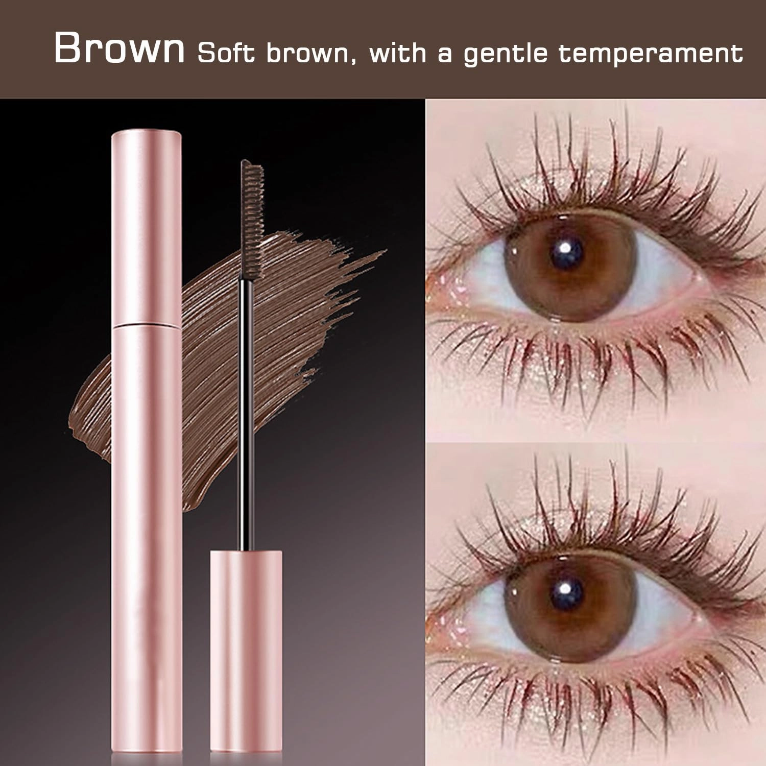2PC Comparison K Mascara, Tubing Mascara, Black & Brown Duo For Lash Makeup,Waterproof & Sweatproof Long Lasting Non-Smudged Magic Mascaras (Black Brown)