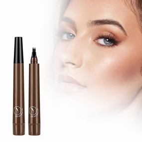 2Pc Microblading Eyebrow Pencil, 2024 Magic Eyebrow Tattoo Pencil 4 Fork Tip, Waterproof Brow Pencil with Micro-Fork Tip, Natural Fine Stroke Eyebrow Pen (Brown-2Pcs)