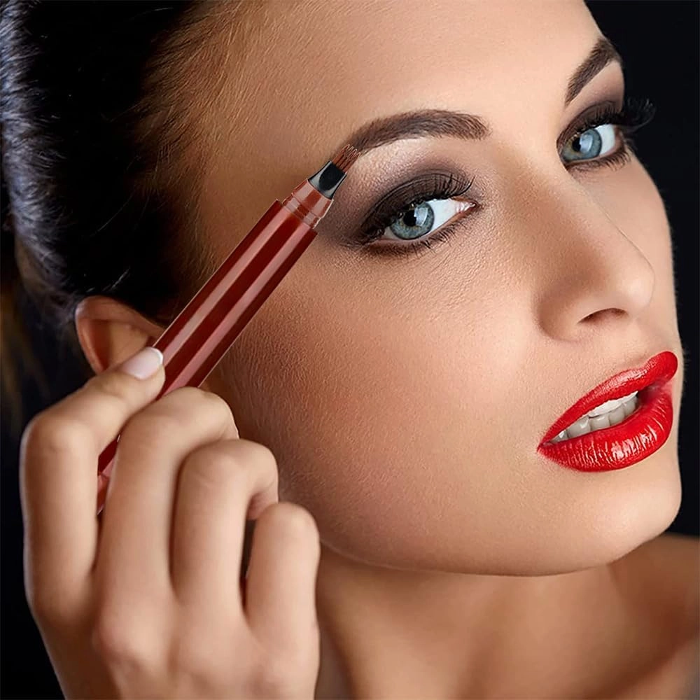 2Pc Microblading Eyebrow Pencil, 2024 Magic Eyebrow Tattoo Pencil 4 Fork Tip, Waterproof Brow Pencil with Micro-Fork Tip, Natural Fine Stroke Eyebrow Pen (Brown-2Pcs)