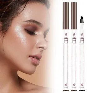 2PCS 2025 New Magic Eyebrow Pencil, 4-Tip Microblade Brow Pen Magic Eyebrow Pen, Waterproof Microblading Eyebrow Pencil Contouring Natural Gap Filling Eyebrow Makeup Brow Pencil (Light Brown)