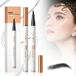 2PCS Waterproof 3D Eyebrow Pencil, 2025 New Magic Microblading Eyebrow Pencil Contouring Pen 4 Tipped Brown Pen, Eye Brown Makeup Long-Lasting Eye brow Pencil for Women (Black)