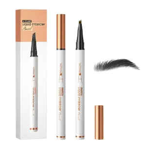 2PCS Waterproof Magic Eyebrow Pencil, 3D Microblading Eyebrow Pencil 4 Tipped Brown Pen, Eye Brown Makeup Long-Lasting Eyebrow Pen Stay on All Day (Black)