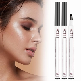 2PCS 2025 New Magic Eyebrow Pencil, 4-Tip Microblade Brow Pen Magic Eyebrow Pen, Waterproof Microblading Eyebrow Pencil Contouring Natural Gap Filling Eyebrow Makeup Brow Pencil (Black)