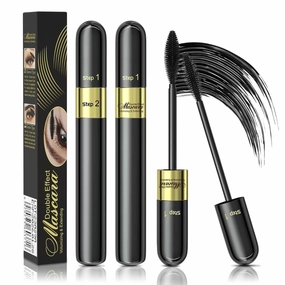 2PCS Essence Mascara Volume And Length- Amazing Lashes Mascara, Long-Lasting 2 In 1 Mascara Waterproof Mascara Voluminous Mascara,Lengthening And Volumizing Tubing Mascara Black