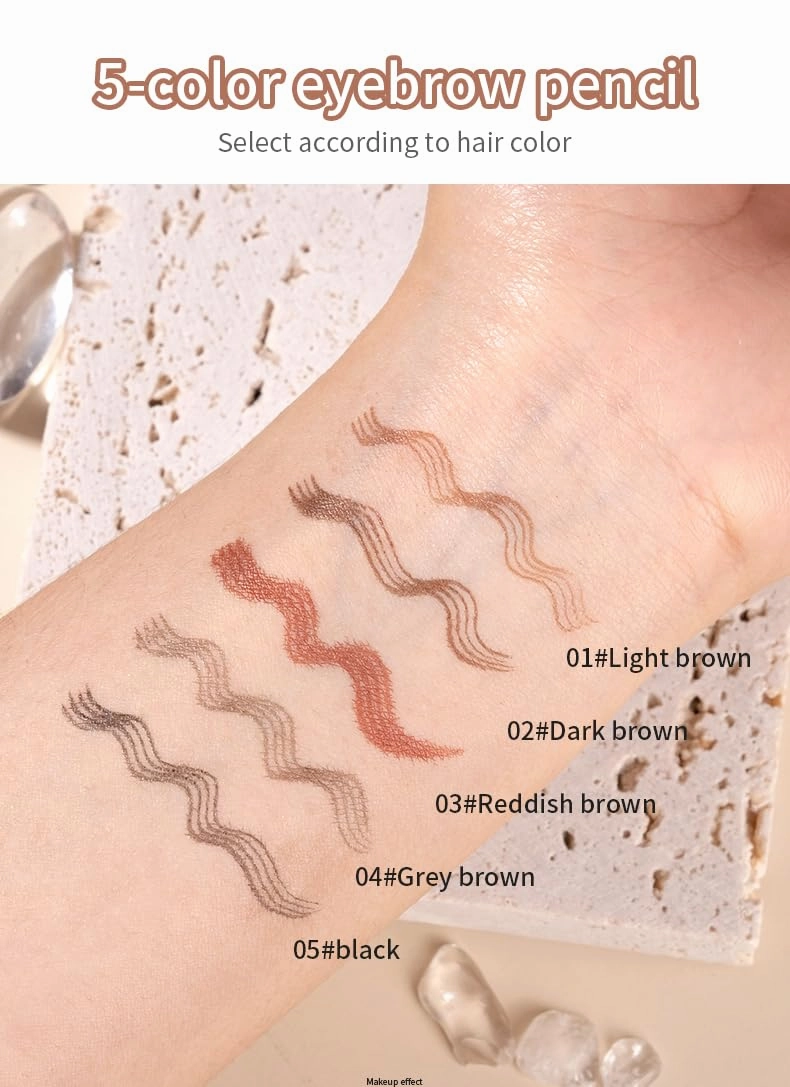 2PCS Magic Eyebrow Pencil, 2025 New 3D Waterproof 4 Head Split Waterproof Long lasting Wild Eyebrow Pencil, Makeup Natural Gap Filling Long-Lasting Eyebrow Pen Stay on All Day (Gray brown)