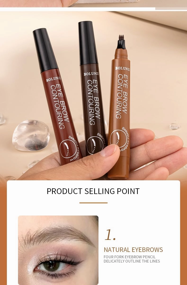 2PCS Magic Eyebrow Pencil, 2025 New 3D Waterproof 4 Head Split Waterproof Long lasting Wild Eyebrow Pencil, Makeup Natural Gap Filling Long-Lasting Eyebrow Pen Stay on All Day (Gray brown)