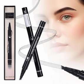 2PCS Magic Eyebrow Tattoo Pencil, 4 Fork Tip, Waterproof Fine Stroke Long-Lasting Eyebrow Pen (Black)