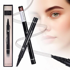 2PCS Microblading Magic Eyebrow Tattoo Pencil 4 Fork Tip, Natural Waterproof Makeup Fine Stroke Long-Lasting Eyebrow Pen (Grey)