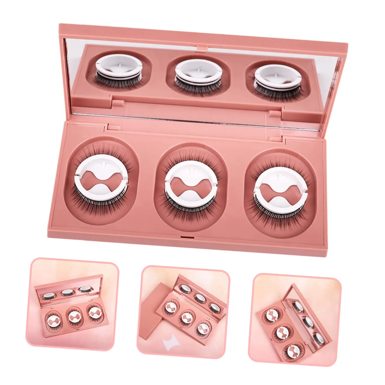 2sets False Lashes Natural Look Self Adhesive Lash Adhesives Longest Wear Easy Application Mascara Set 3pairs*2