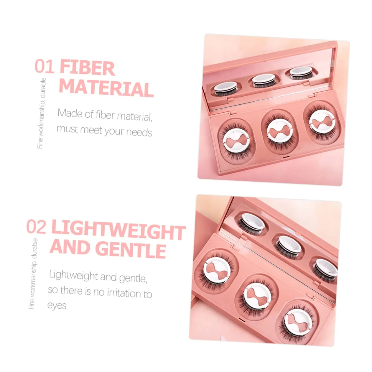 2sets False Lashes Natural Look Self Adhesive Lash Adhesives Longest Wear Easy Application Mascara Set 3pairs*2