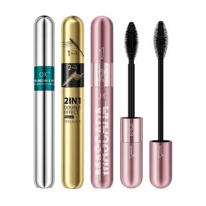 3 Pack 2in1 Mascara Set, 4D Silk Fiber Lash Mascara Volume and Length Waterproof Non Clumping Mascara Smudge Proof for Natural Eyelash Makeup