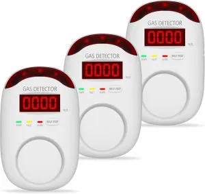 3 Packs Natural Gas Detector - Gas Leak Detector for Home,RV, Gas Detectors for Home Natural Gas,Combustible Gas Detector for LNG, LPG,Propane,Methane.