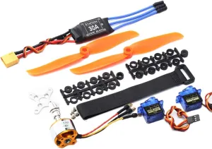 30A Brushless ESC 2200KV Motor SG90 9G Servo RC Vehicle Kit for Fixed Wing Plane Helicopter, Ages 12 