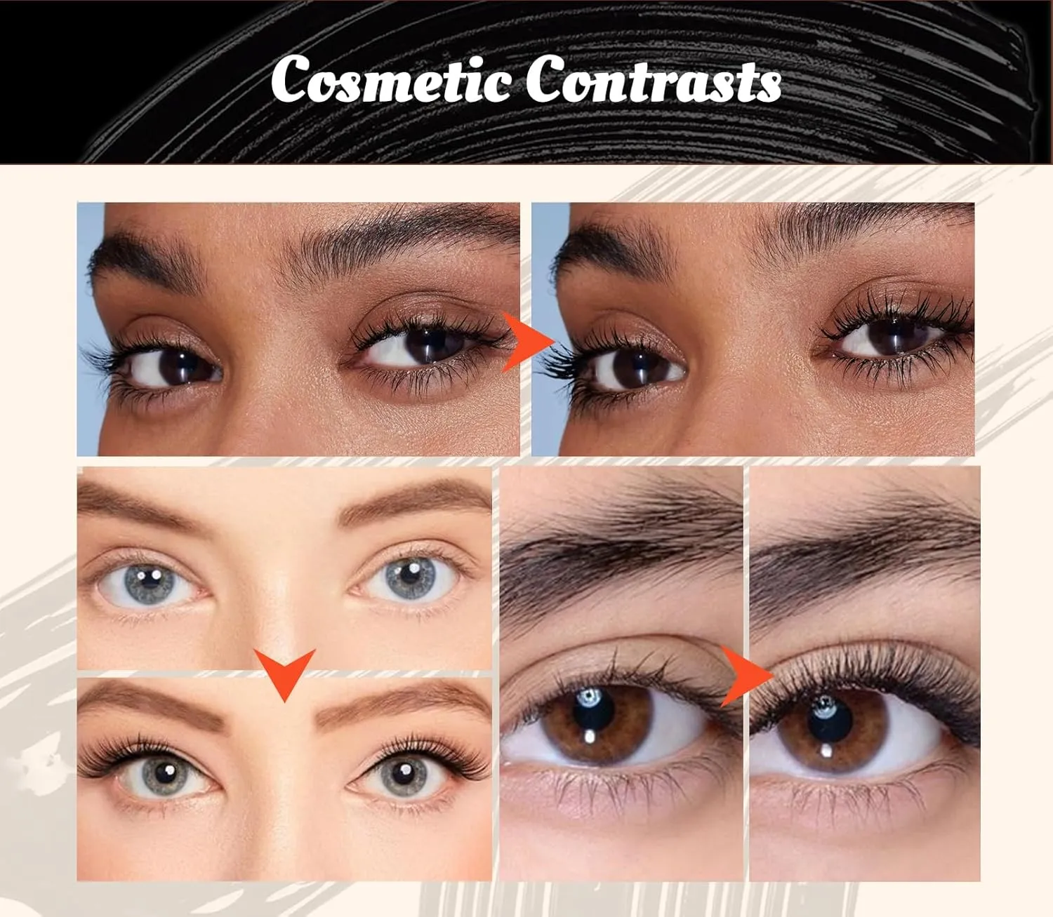 3D Waterproof Mascara Volume and length，Waterproof Mascara Black，High Heels Fiber Mascara，Lengthening Thickening and Smudge-Proof Eyelash Mascara (Black, 2PCS)