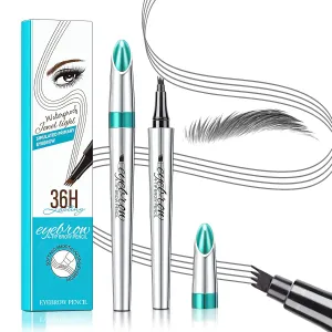 3D Waterproof Microblading Eyebrow Pen 4 Fork Tip Tattoo Pencil, Long-Lasting Brow Microfilling Eyebrow Pen, Easy to Use Microblade Eyebrow Pencil Eyebrow Brush (Dark Gray)