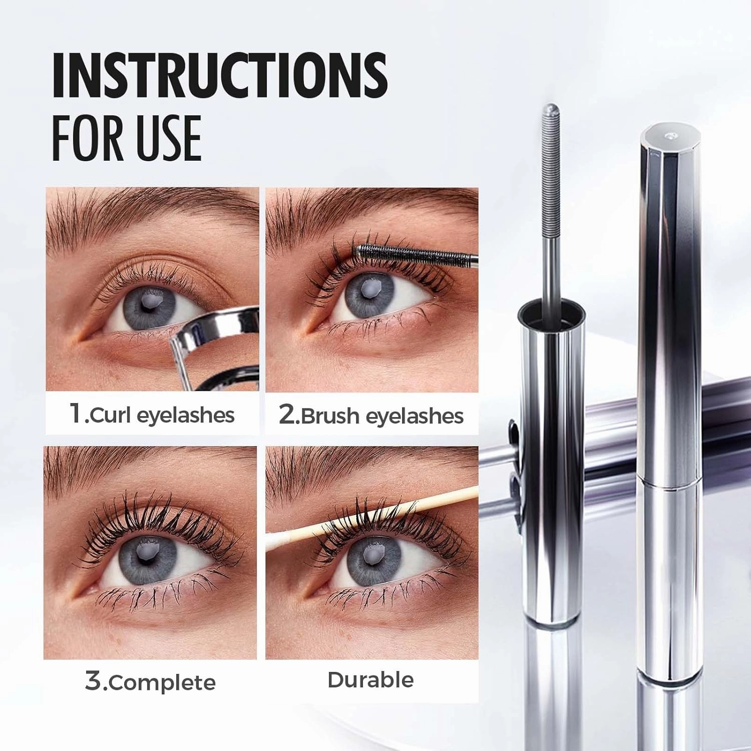 3D Curling Eyelash Iron Mascara, 2025 New Metal Tubing Mascara Black & Brown for Lash Makeup,Waterproof Long Lasting Lash Extensions Magic Mascaras (Black/2pcs, One Size)