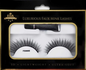 3D Faux Mink False Eyelashes - Natural Look Lashes, Full Volume, Extra Long Length Eyelash Extensions - Eye-Lifting, Cat Eye Effect Fake Eyelashes - Vegan & Cruelty-Free (Femme, Full)