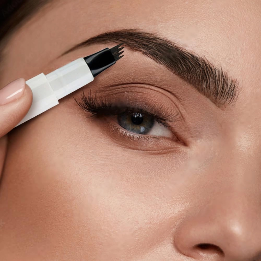3D Waterproof Microblading Eyebrow Pen, Upgrade Natural Makeup Fine Stroke Eyebrow Pencil, 4 Tipped Eye Brown Makeup Long-Lasting Waterproof Eyebrow Pencils for Women (Brown, One Size)