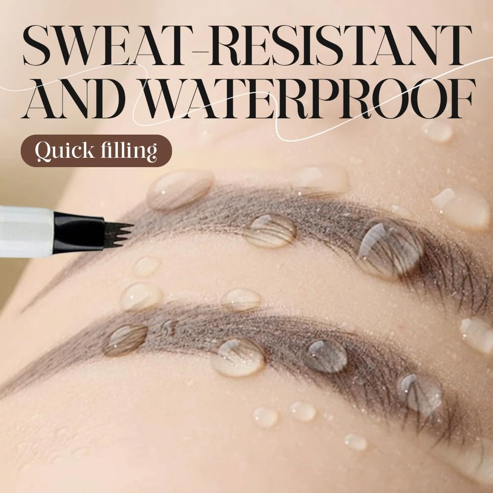 3D Waterproof Microblading Eyebrow Pen, Upgrade Natural Makeup Fine Stroke Eyebrow Pencil, 4 Tipped Eye Brown Makeup Long-Lasting Waterproof Eyebrow Pencils for Women (Brown, One Size)