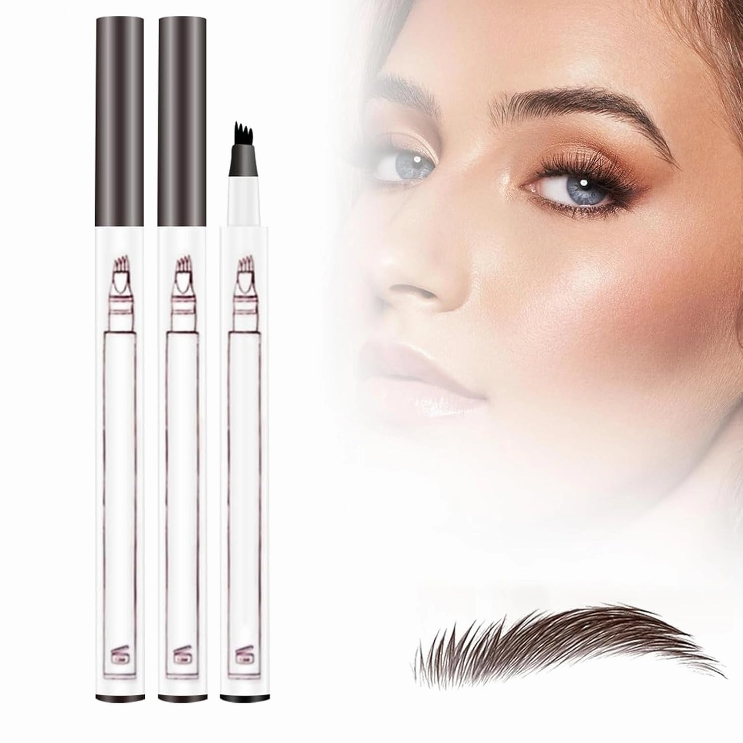 3D Waterproof Microblading Eyebrow Pen, Upgrade Natural Makeup Fine Stroke Eyebrow Pencil, 4 Tipped Eye Brown Makeup Long-Lasting Waterproof Eyebrow Pencils for Women (Brown, One Size)