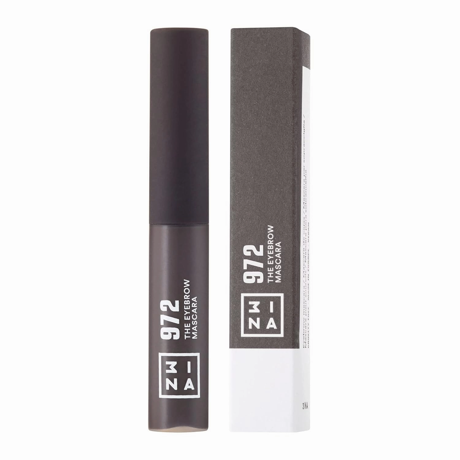 3INA MAKEUP - Vegan - Cruelty Free - The Eyebrow Mascara 972 - Gray - Fixes, Defines, Adds Volume and Control Brows -Non Sticky Gel Formula - Dense & Fuller Brows - Multiplier Effect - Good Adhesion