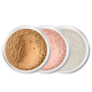 3pc FULL SIZE KIT (DEEP TAN) Mineral Makeup Foundation Set Sheer Powder Bare Face Matte Cover