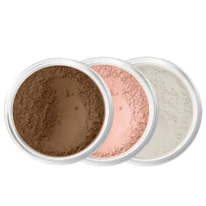 3pc FULL SIZE KIT (EBONY) Mineral Makeup Foundation Set Sheer Powder Bare Face Matte Cover