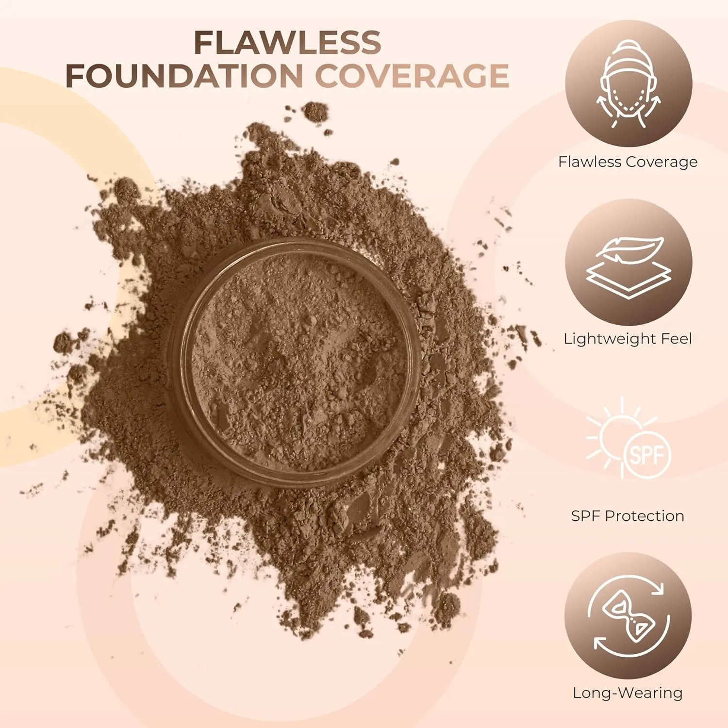 3pc FULL SIZE KIT (EBONY) Mineral Makeup Foundation Set Sheer Powder Bare Face Matte Cover