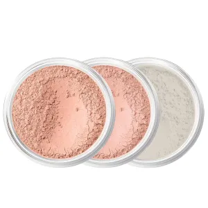 3pc Mineral Makeup Set (Light Tan) Bare Skin Kit Powder Matte Foundation Organic