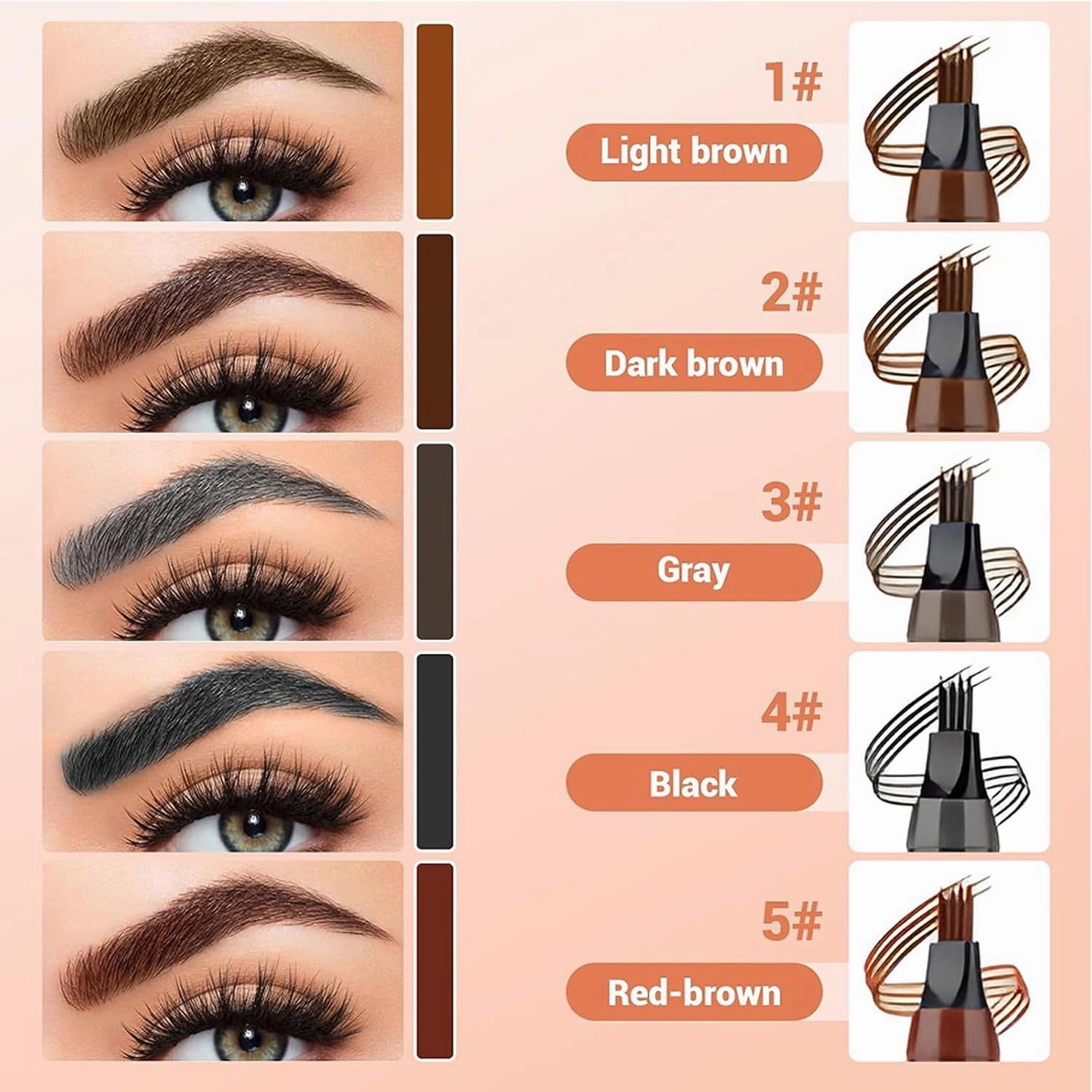 3PC Microblading Eyebrow Pencil, 2025 New Magic Liquid Eyebrow Pen,4 Tipped Waterproof Brow Pencil with Hair like Strokes Natural Long-Lasting Eyebrow Pen(Three Colors)