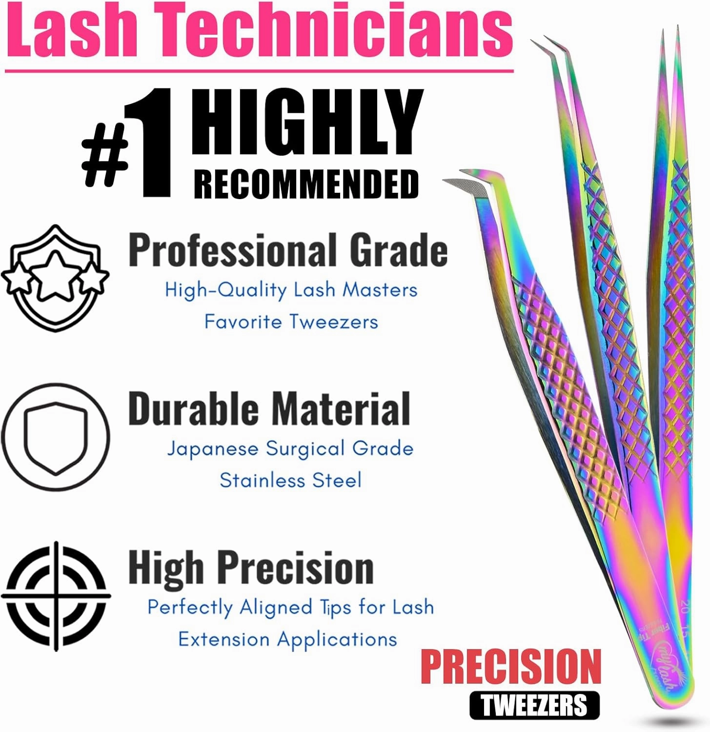 3pcs Fiber Tip Lash Tweezer Set – Boot Volume Eyelash Tweezer, Curved & Straight Isolation Tweezers for Eyelash Extensions, Stainless Steel, Non Slip Grip