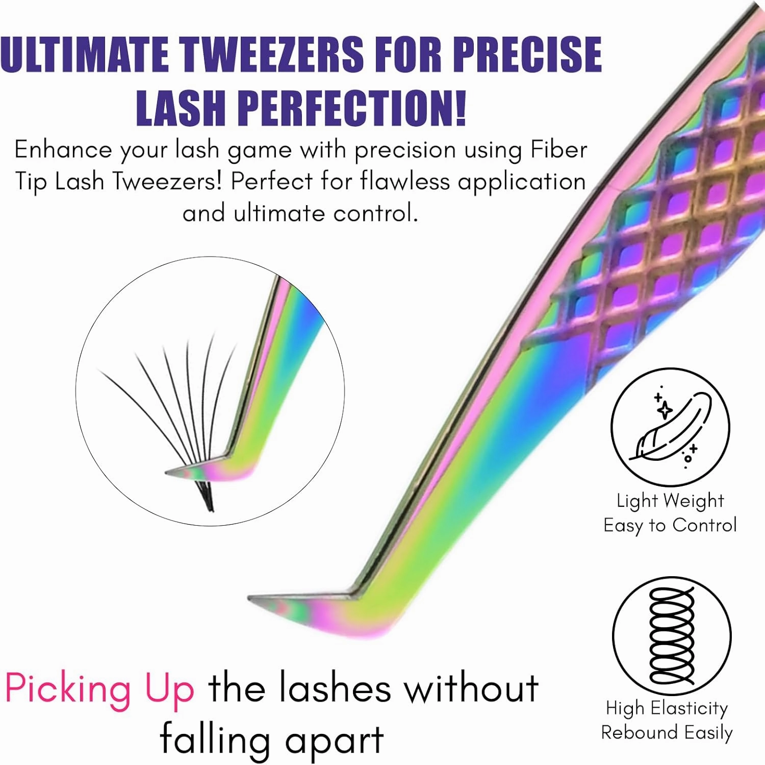 3pcs Fiber Tip Lash Tweezer Set – Boot Volume Eyelash Tweezer, Curved & Straight Isolation Tweezers for Eyelash Extensions, Stainless Steel, Non Slip Grip