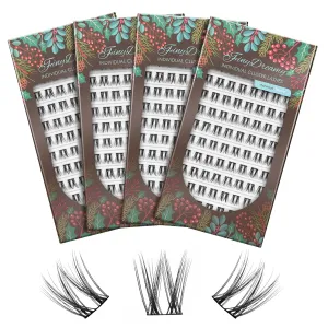 4 Boxes Lash Clusters 320 Pcs Individual Lashes Clusters 0.07 Thickness C Curl Cluster Lashes DIY Eyelash Extension Super Soft And Lightweight Wide Band Eyelashes For Home Use (4 Boxes-Playful 14mm)