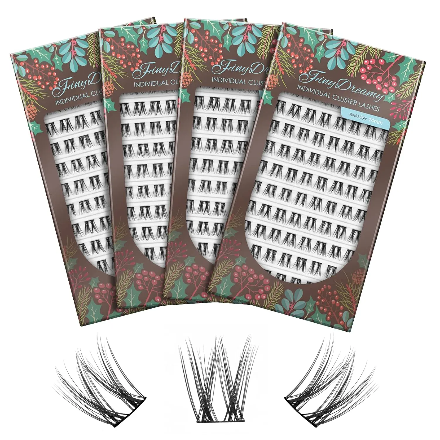 4 Boxes Lash Clusters 320 Pcs Individual Lashes Clusters 0.07 Thickness C Curl Cluster Lashes DIY Eyelash Extension Super Soft And Lightweight Wide Band Eyelashes For Home Use (4 Boxes-Playful 14mm)