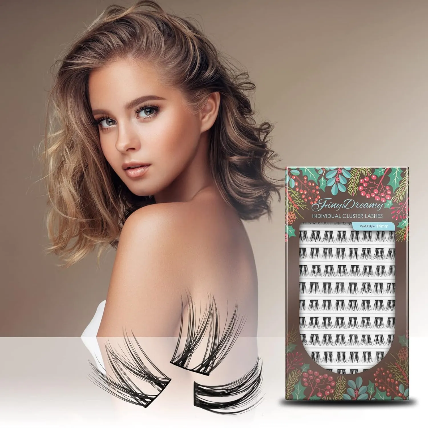 4 Boxes Lash Clusters 320 Pcs Individual Lashes Clusters 0.07 Thickness C Curl Cluster Lashes DIY Eyelash Extension Super Soft And Lightweight Wide Band Eyelashes For Home Use (4 Boxes-Playful 14mm)